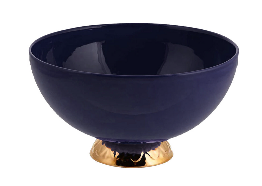 Bowl large with gold- navy blue