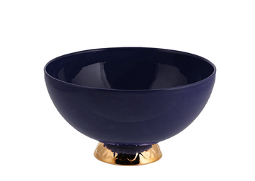 Bowl medium with gold -navy blue