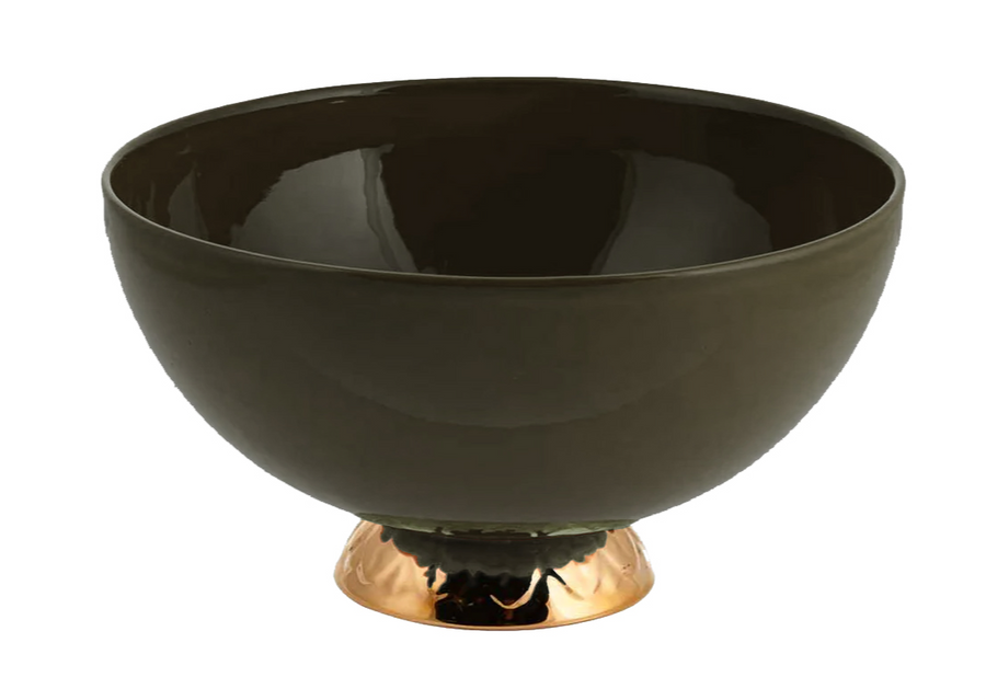 Bowl large with gold -khaki