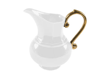 Pitcher Small Handle Gold-White