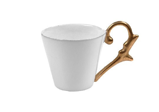 Double Espresso Cup Handle Gold-White