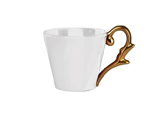 Turkish Coffee Cup Handle Gold-White