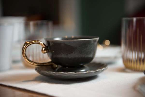 Tea Cup Handle Gold-Dark Grey