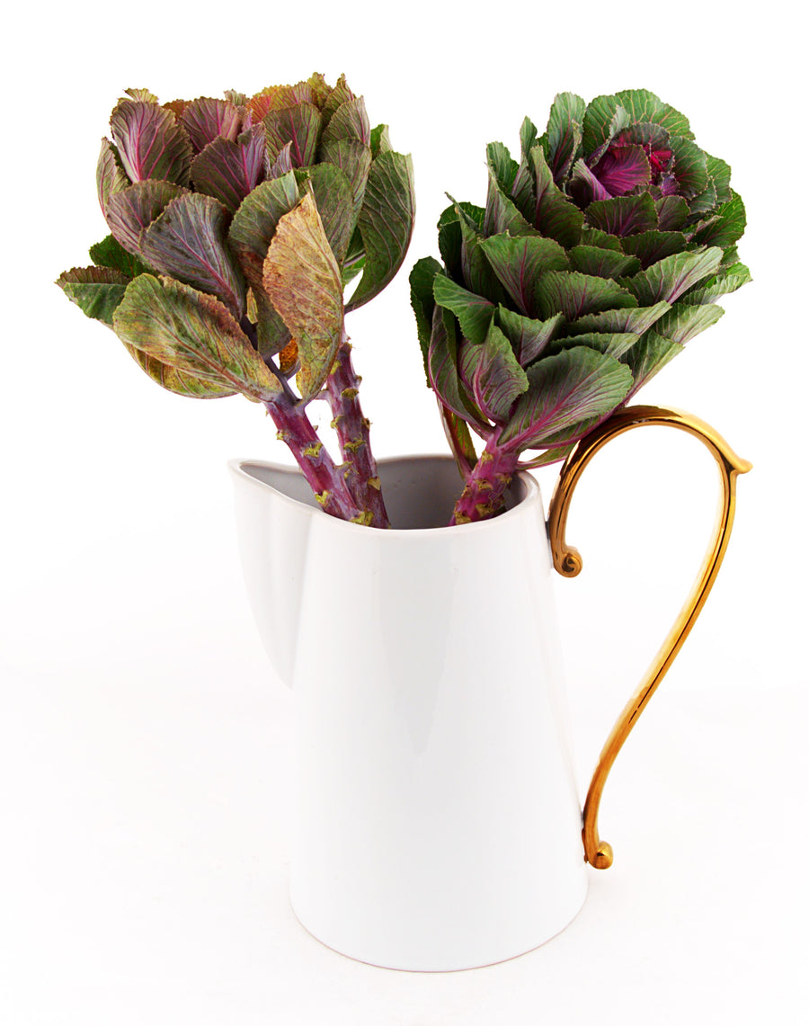 Pitcher Small Handle Gold-White