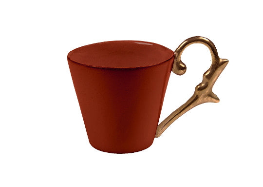 Double Espresso Cup Handle Gold-Coral