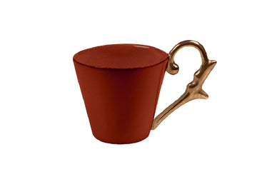 Turkish Coffee Cup Handle Gold-Coral