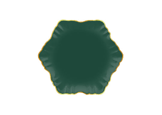 Cloud Cake Plate Gold-Green