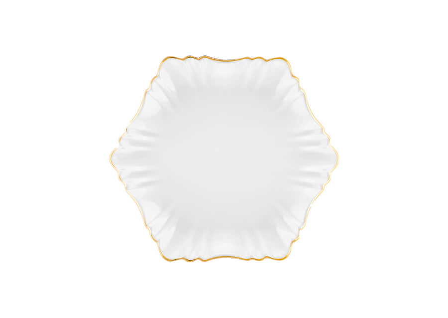 CLOUD MEDIUM PLATE- WHITE WITH GOLD