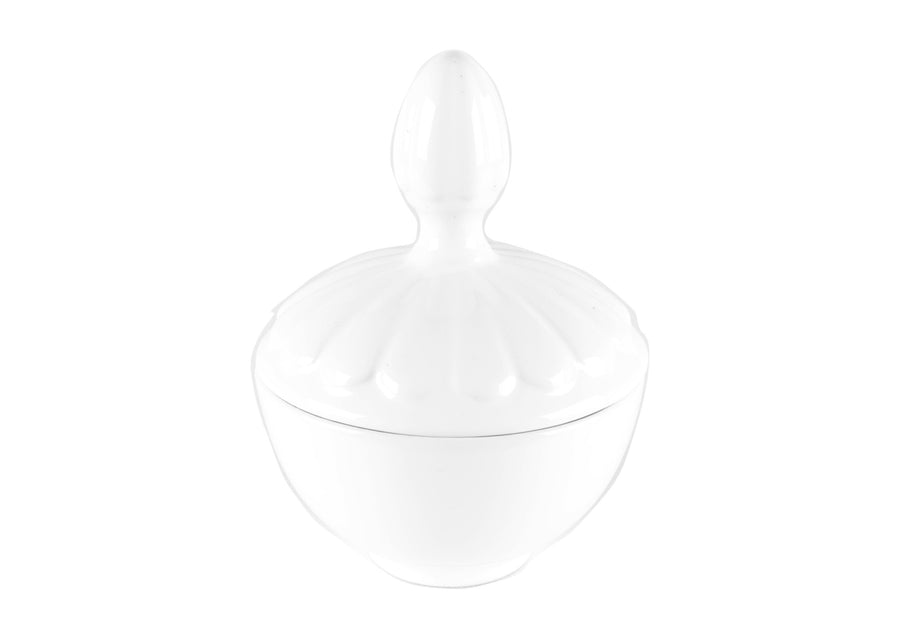 Covered Bowl Medium -White