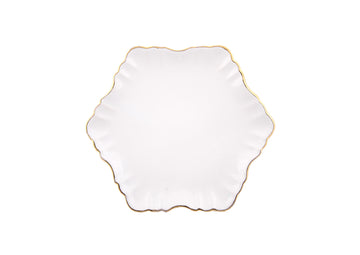 Cloud Cake Plate Round Gold-White