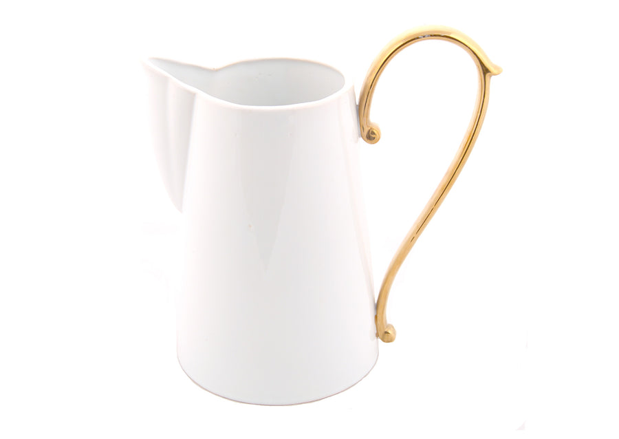 Pitcher Large Handle Gold-White
