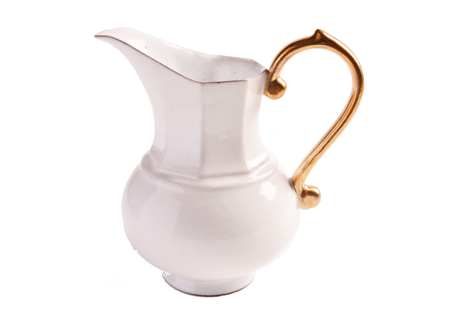 Pitcher Small Handle Gold-White