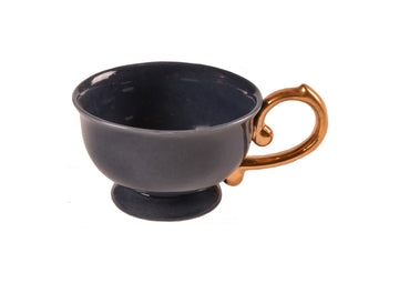 Tea Cup Handle Gold-Navy Blue