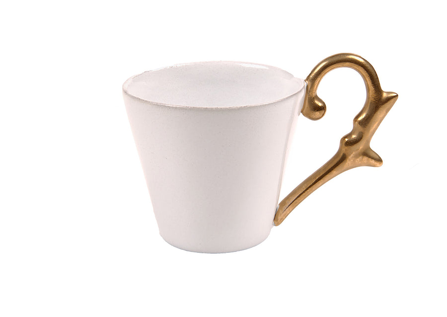 Double Espresso Cup Handle Gold-White