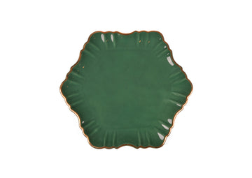 Cloud Cake Plate Round Gold-Green