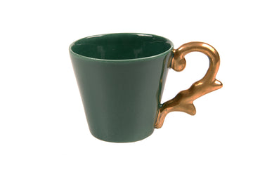 Double Espresso Cup Handle Gold-Green