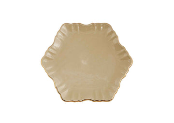 Cloud Cake Plate Round Gold-Beige
