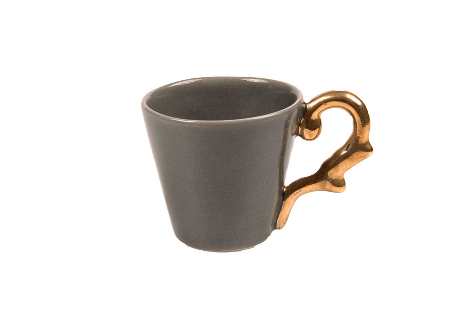 Turkish Coffee Cup Handle Gold- Light Grey