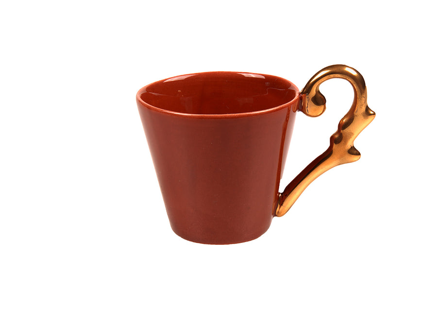 Turkish Coffee Cup Handle Gold-Coral