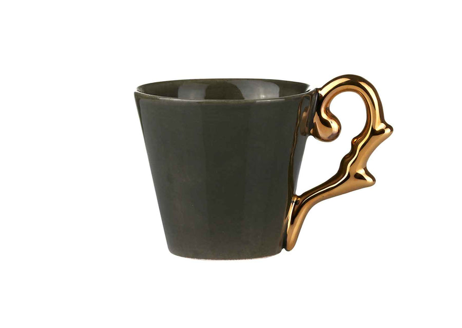 Double Espresso Cup Handle Gold-Khaki