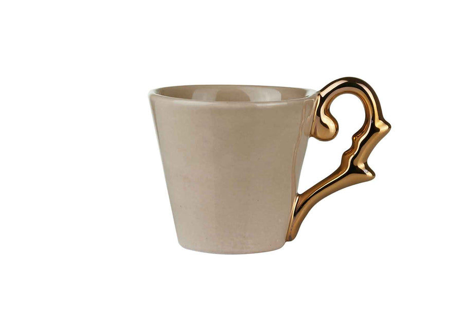 Turkish Coffee Cup Handle Gold-Beige