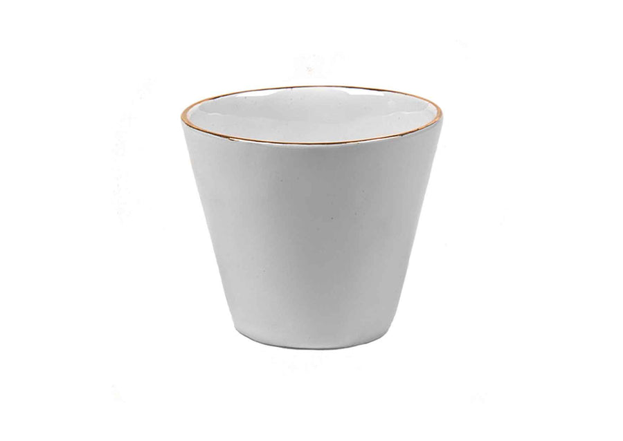 Double Espresso Round Gold Cup-White