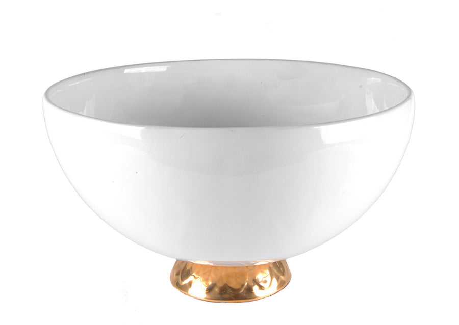 Bowl Large With Gold-White