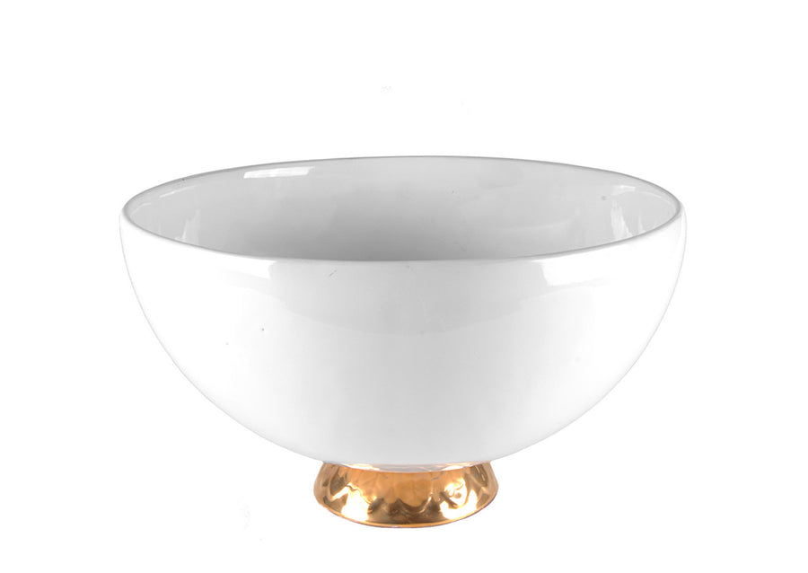 Bowl Medium With Gold-White