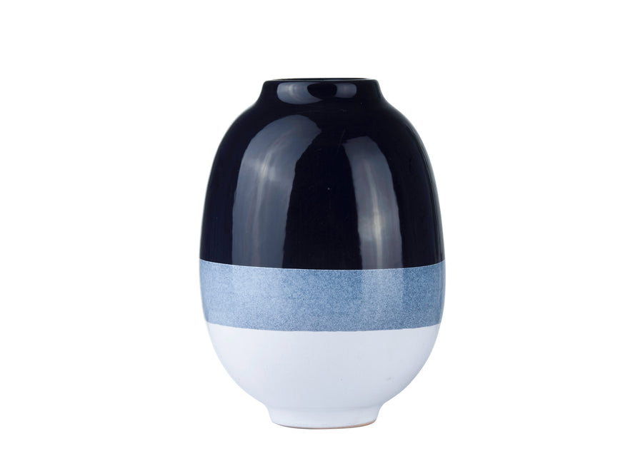 Vase Medium-Navyblue and White