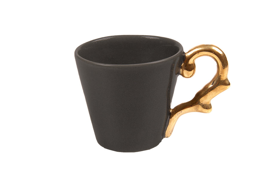 Double Espresso Cup Handle Gold-Dark Grey