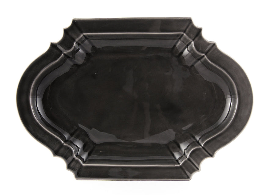 Lotus Oval Platter-Dark Grey