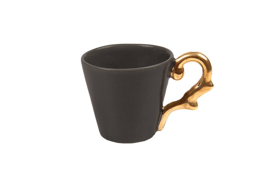 Turkish Coffee Cup Handle Gold-Dark Grey